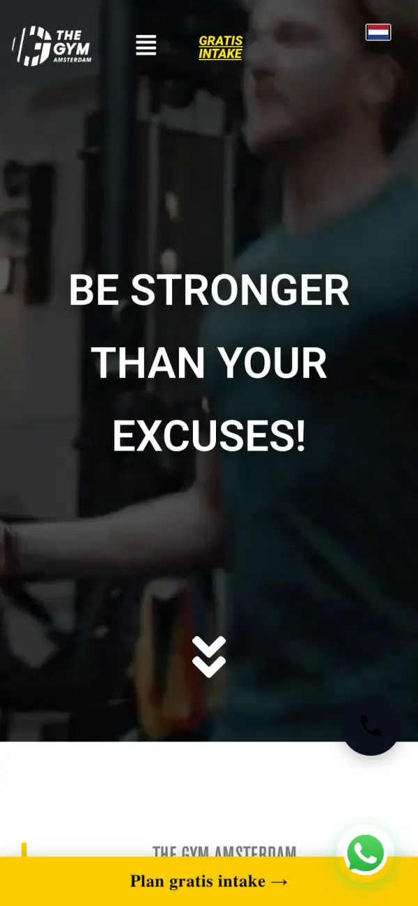 Mobiele website van The Gym Amsterdam